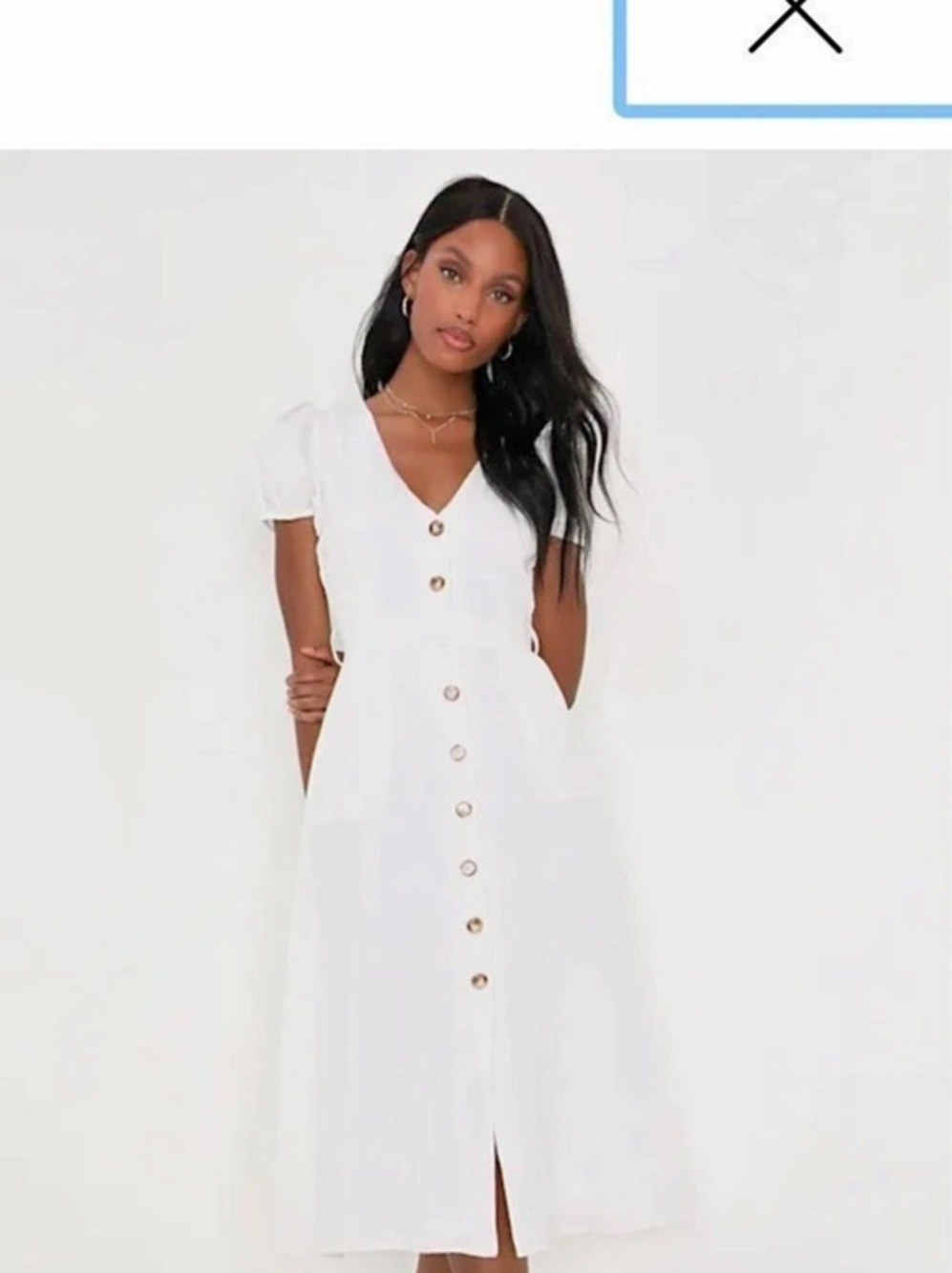Lulus Sicily Sweetheart White Puff Sleeve Midi Dress